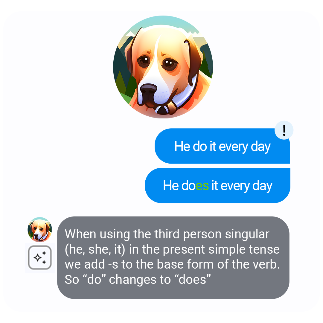 zrzut ekranu z przykładem poprawiania wiadomości przez BorygoAI